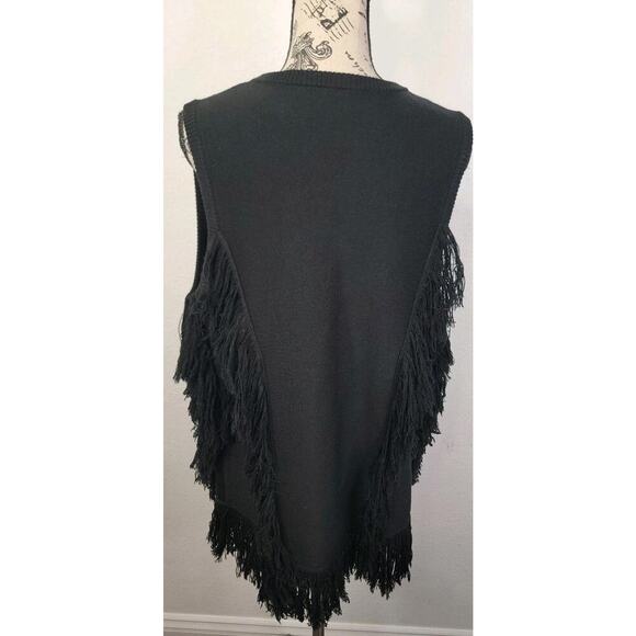 Kobi Halperin Brielle Fringe Sweater Knit Vest Womens Small Black - Picture 7 of 11